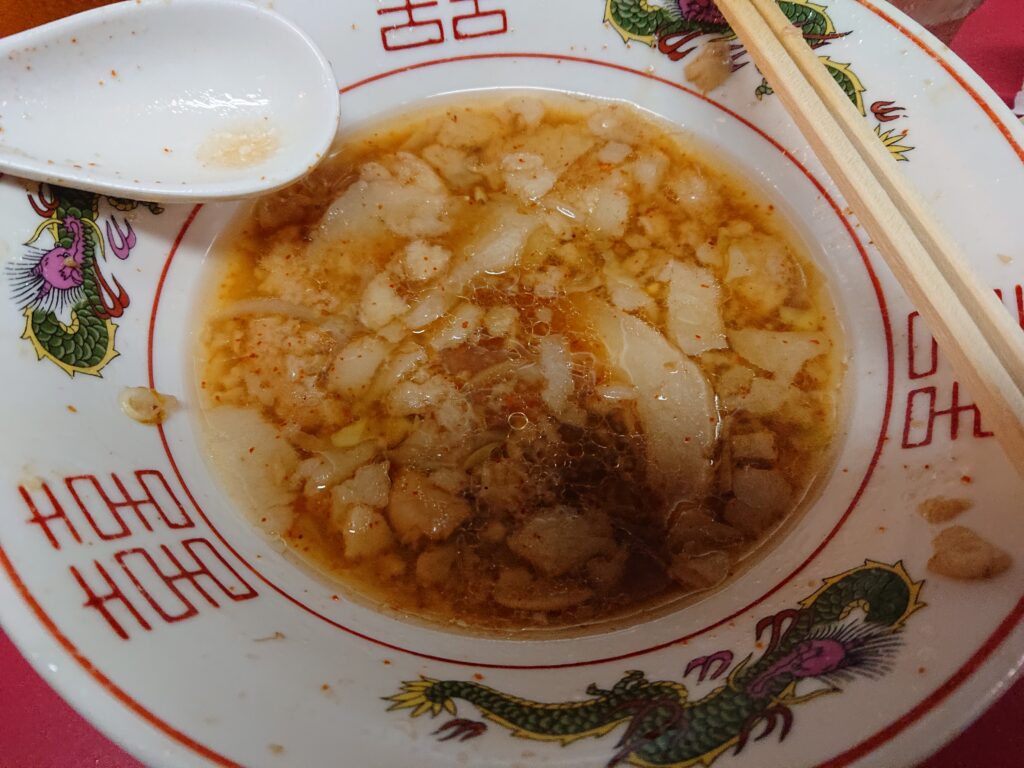 ラーメン 麺徳 東陽町店 完食　残りの脂