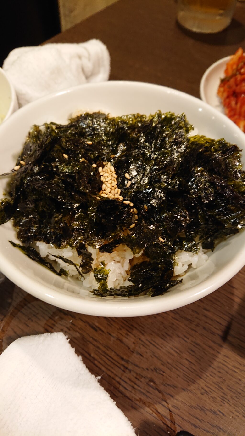 牛繁 食べ放題コースの韓国海苔のタレご飯