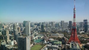 麻布台ヒルズ 無料展望台からの景色　東京タワーも